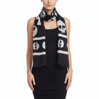 Black scarf with white skull patterns on a white background