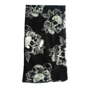 Skulls, Roses & Leaves Printed Scarf