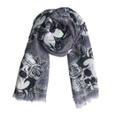Skulls, Roses & Leaves Printed Scarf