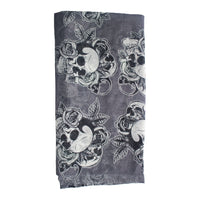 Skulls, Roses & Leaves Printed Scarf