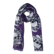 Skulls, Roses & Leaves Printed Scarf