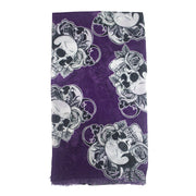 Skulls, Roses & Leaves Printed Scarf