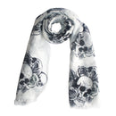 Skulls, Roses & Leaves Printed Scarf