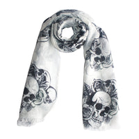 Skulls, Roses & Leaves Printed Scarf