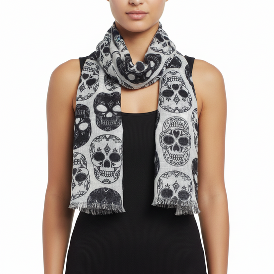Sugar Skull Printed Scarf