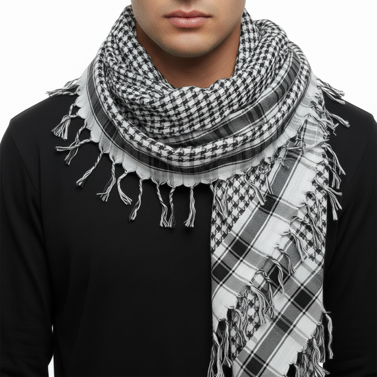 Black & White Arafat Lurex Square Scarf