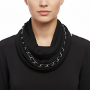 A black snood with silver chain detailing