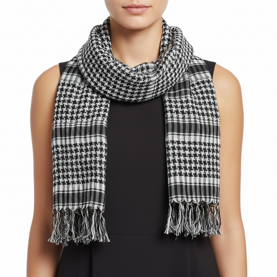 PLO Arafat Square Scarf with Tassels