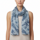 Blue patterned scarf on a white background
