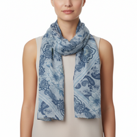 Blue patterned scarf on a white background