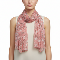 Pink floral scarf on a white background