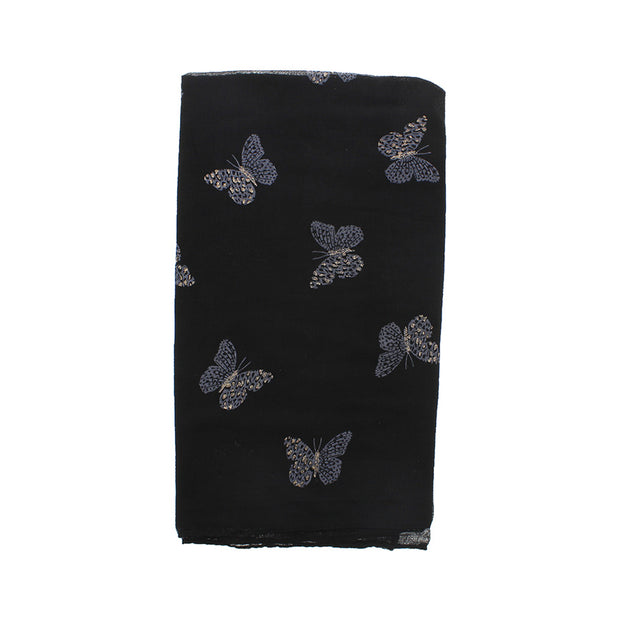 Printed Glitter Butterfly Scarf