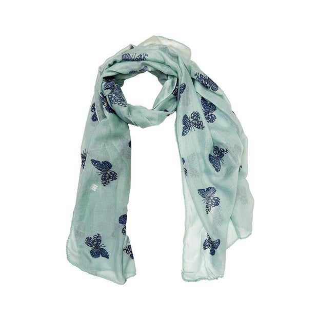 Printed Glitter Butterfly Scarf