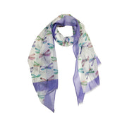 Pastel Dragonfly Printed Scarf with Border