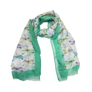 Scarf with dragonfly pattern on a white background