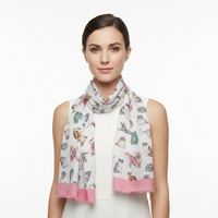 Blanket with cat pattern and pink border on a white background