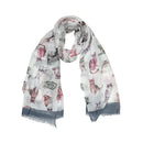 Multicolour Cat Printed Scarf with Border