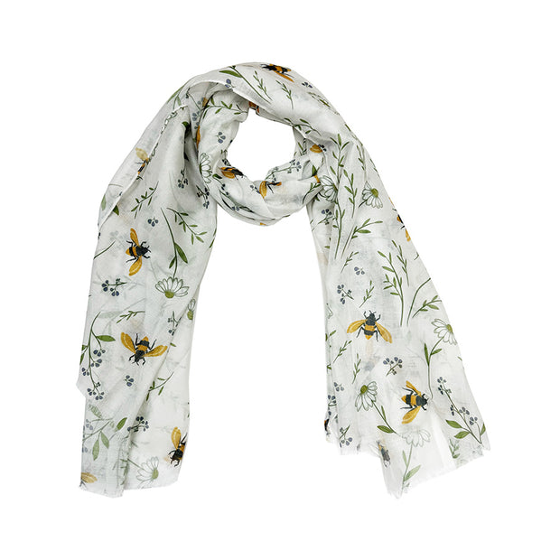 Flower & Bumble Bee Printed Scarf