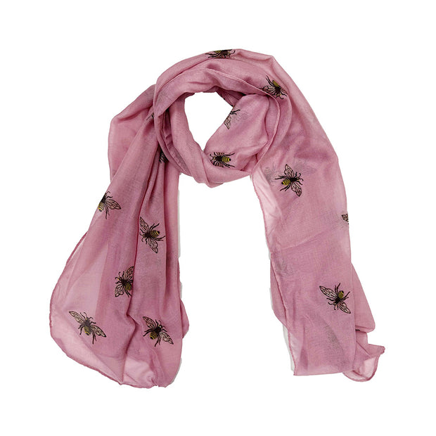 Large Glitter Bumble Bee Printed Scarf