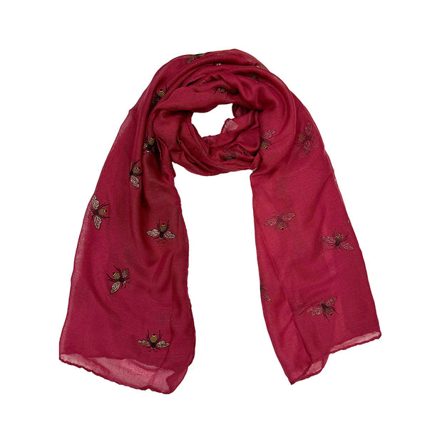 Large Glitter Bumble Bee Printed Scarf