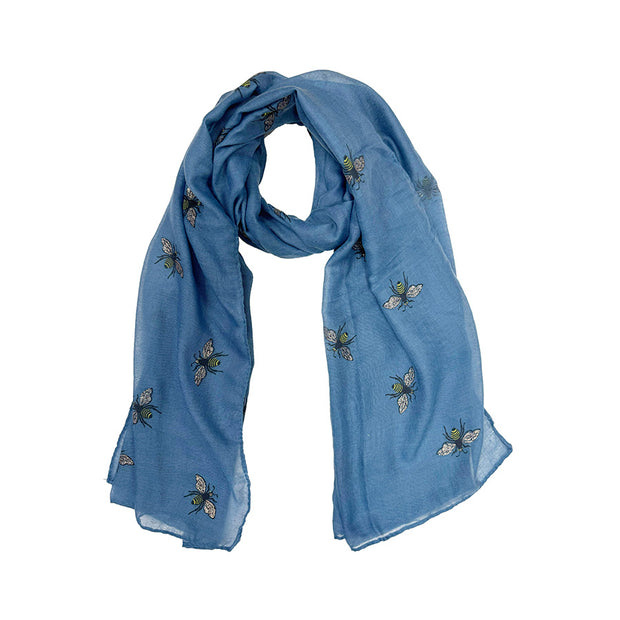 Large Glitter Bumble Bee Printed Scarf