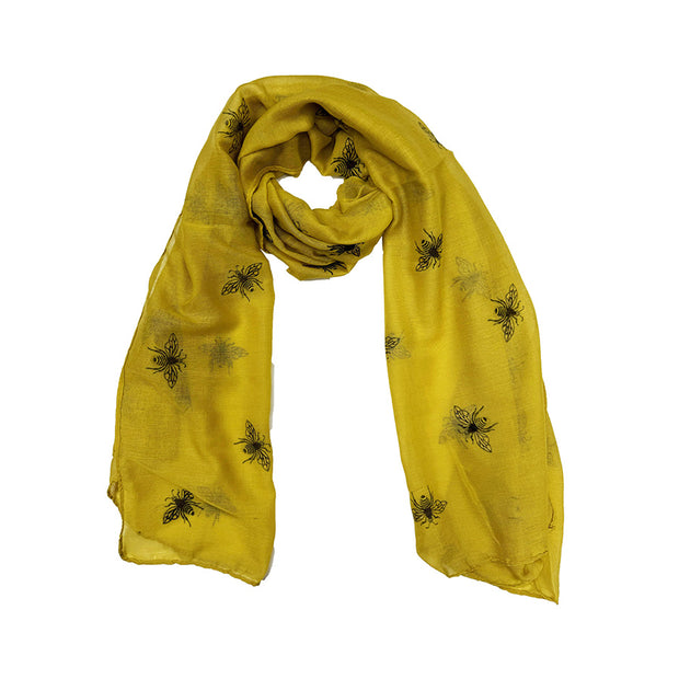 Large Glitter Bumble Bee Printed Scarf