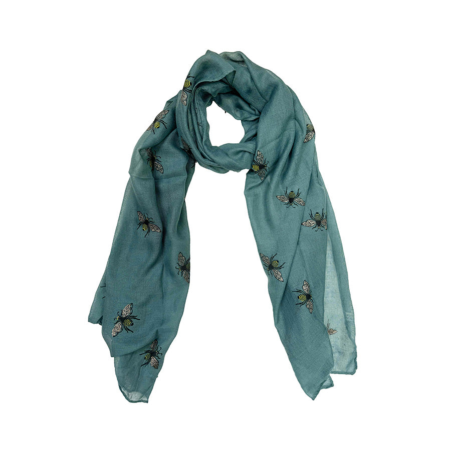 Large Glitter Bumble Bee Printed Scarf