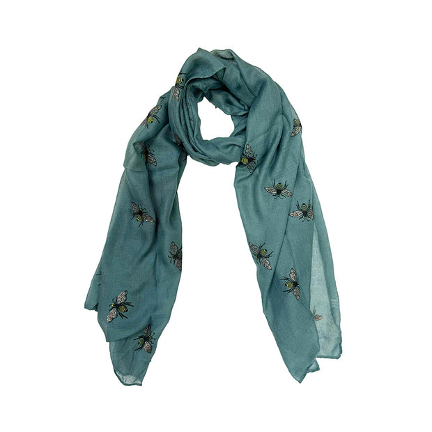 Large Glitter Bumble Bee Printed Scarf