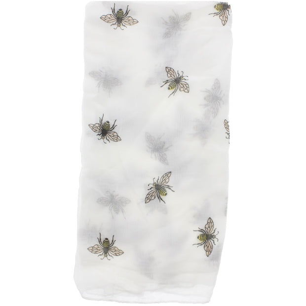 Large Glitter Bumble Bee Printed Scarf