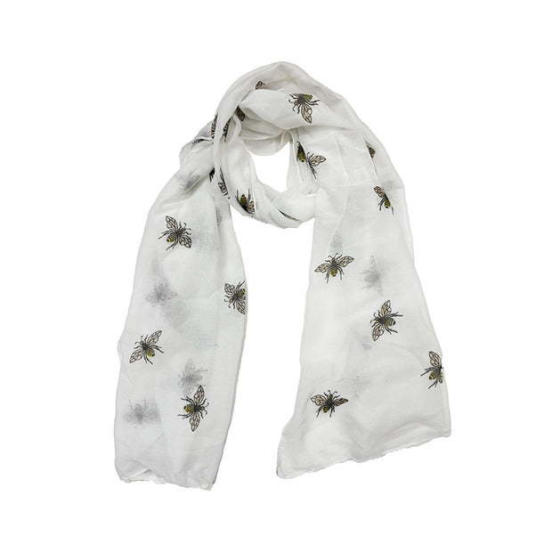 Large Glitter Bumble Bee Printed Scarf