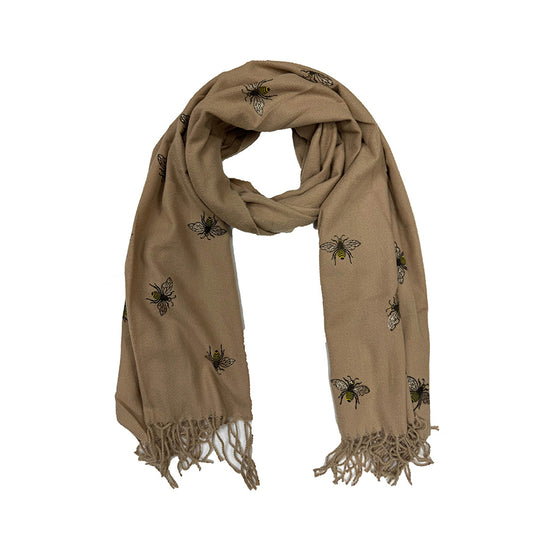 Thick Winter Large Glitter Bumble Bee Printed Scarf