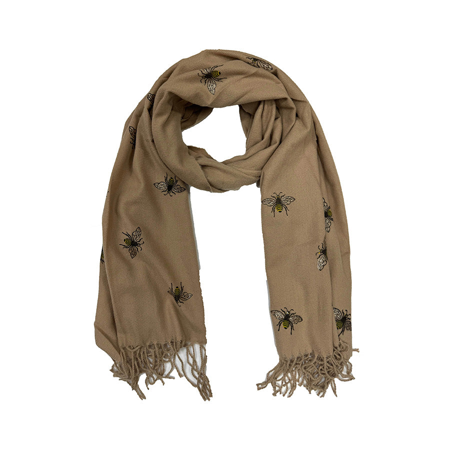 Thick Winter Large Glitter Bumble Bee Printed Scarf