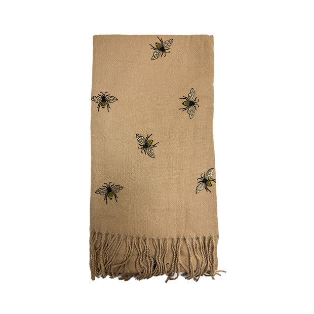 Thick Winter Large Glitter Bumble Bee Printed Scarf