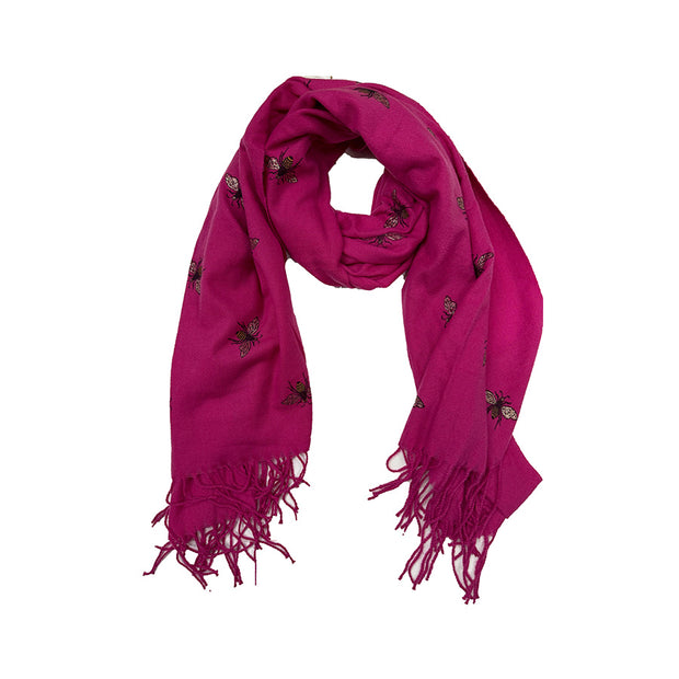 Thick Winter Large Glitter Bumble Bee Printed Scarf