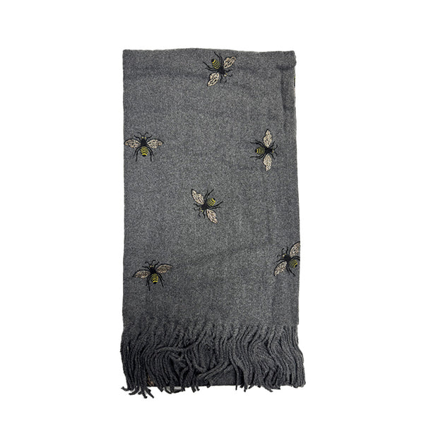 Thick Winter Large Glitter Bumble Bee Printed Scarf