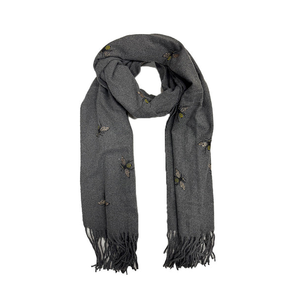 Thick Winter Large Glitter Bumble Bee Printed Scarf