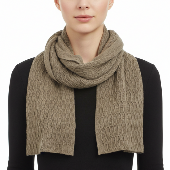 Wavy Pattern Knit Cosy Scarf