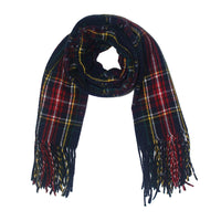 Wide Tartan Winter Checkered Scarf with Tassels