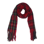 Wide Tartan Winter Checkered Scarf with Tassels