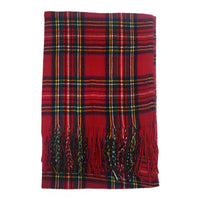 Wide Tartan Winter Checkered Scarf with Tassels