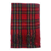 Wide Tartan Winter Checkered Scarf with Tassels