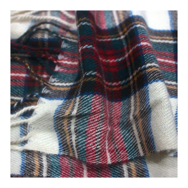 Wide Tartan Winter Checkered Scarf with Tassels