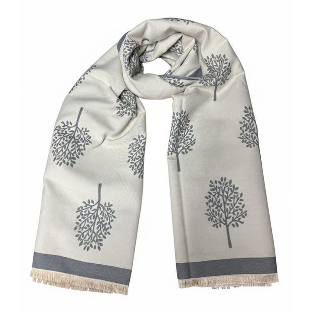 Reversible Tree of Life Soft Warm Wide Pashmina with Tassels