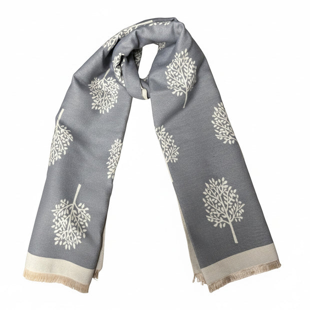 Reversible Tree of Life Soft Warm Wide Pashmina with Tassels