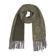 Dual Tone Paisley Printed Pashmina with Tassels