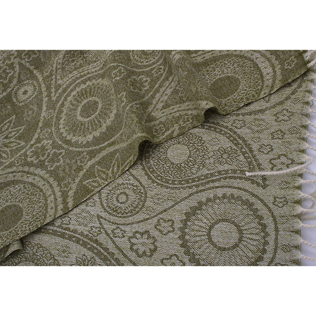 Dual Tone Paisley Printed Pashmina with Tassels