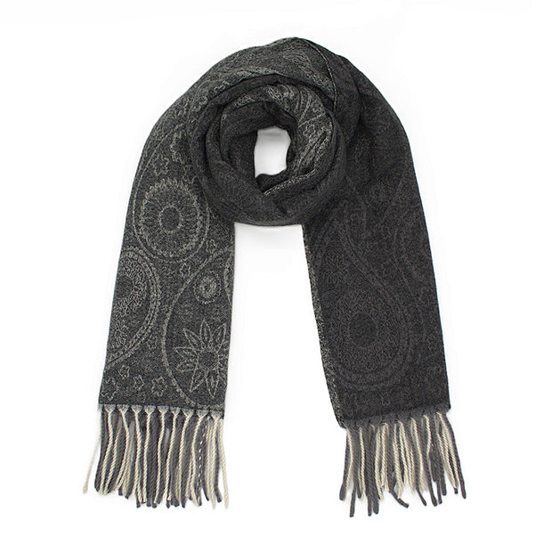 Dual Tone Paisley Printed Pashmina with Tassels