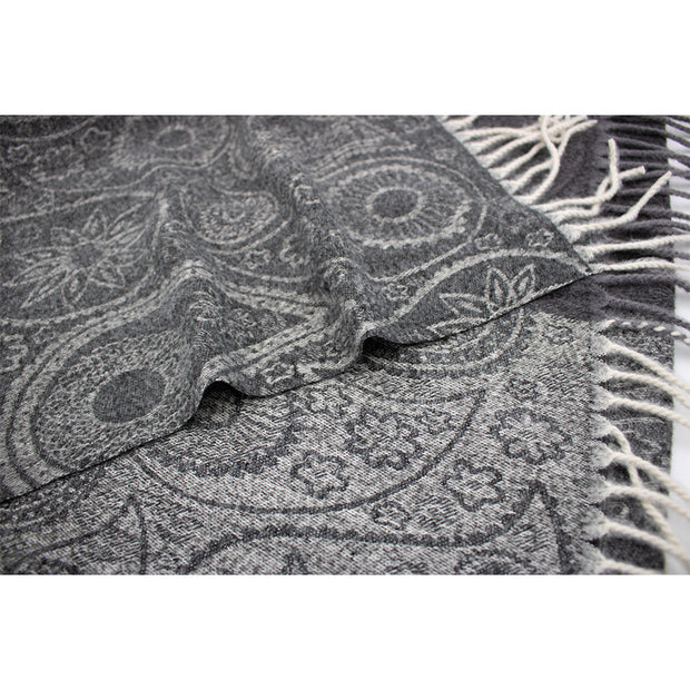 Dual Tone Paisley Printed Pashmina with Tassels