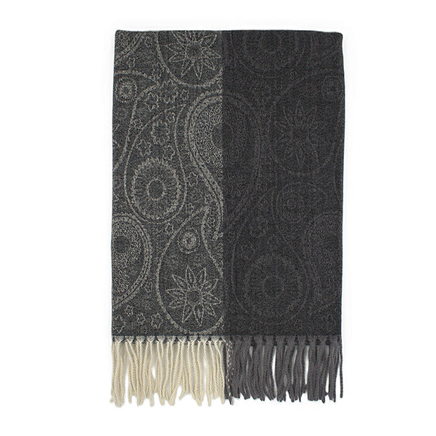 Dual Tone Paisley Printed Pashmina with Tassels