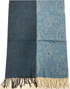 Two Tone Paisley Print Soft Warm Wide Pashmina with Tassels